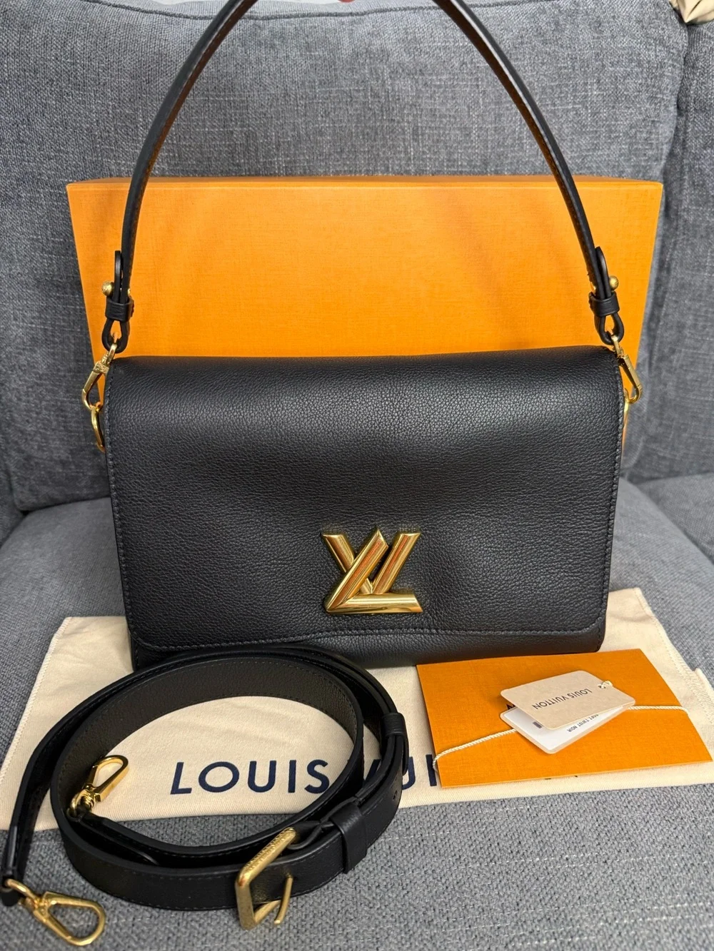 Louis Vuitton Soft Twist Noir leather 2 way shoulder bag